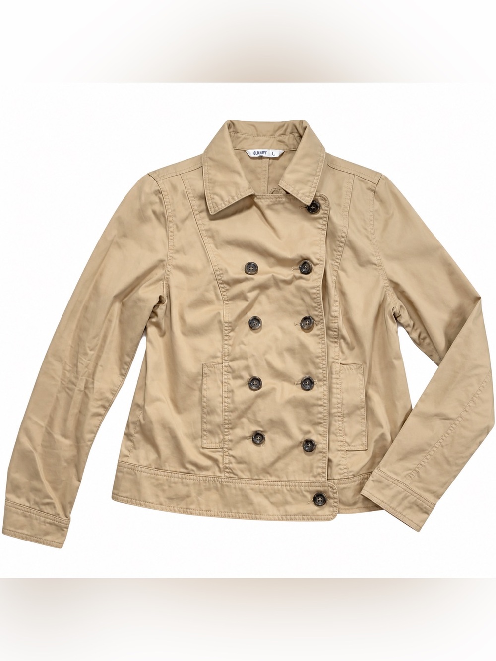 Old Navy Camel Brown Cotton Double Breasted Utility Jacket | Size L